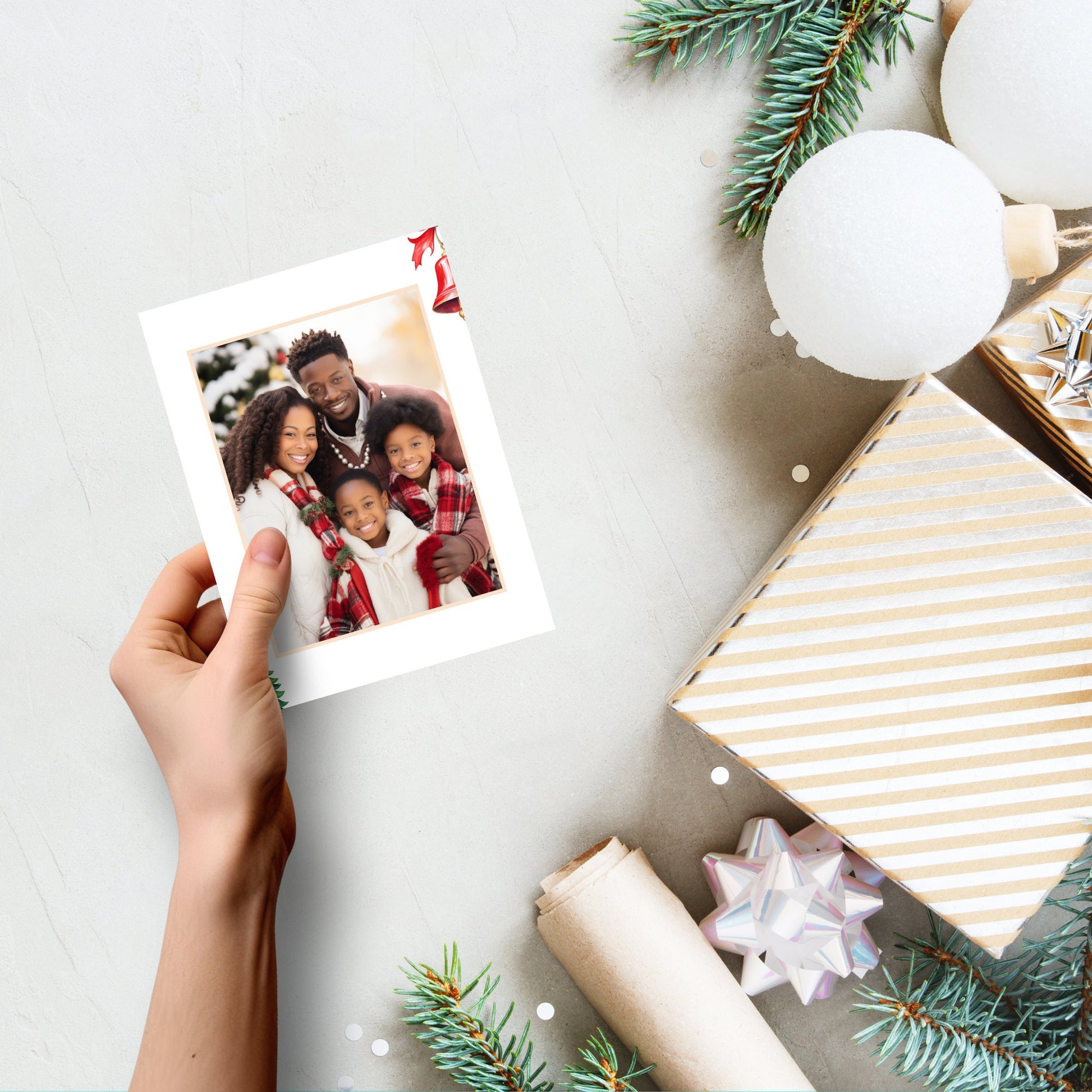 Editable Red Christmas Card - Customizable Canva Template for Personalized Holiday Greetings and Photo Inclusion