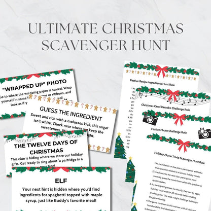 Christmas Treasure Hunt Clues | Fun At Home | Christmas Games | Scavenger Hunt Clue Cards | Printable Kids Treasure Hunt Coupons