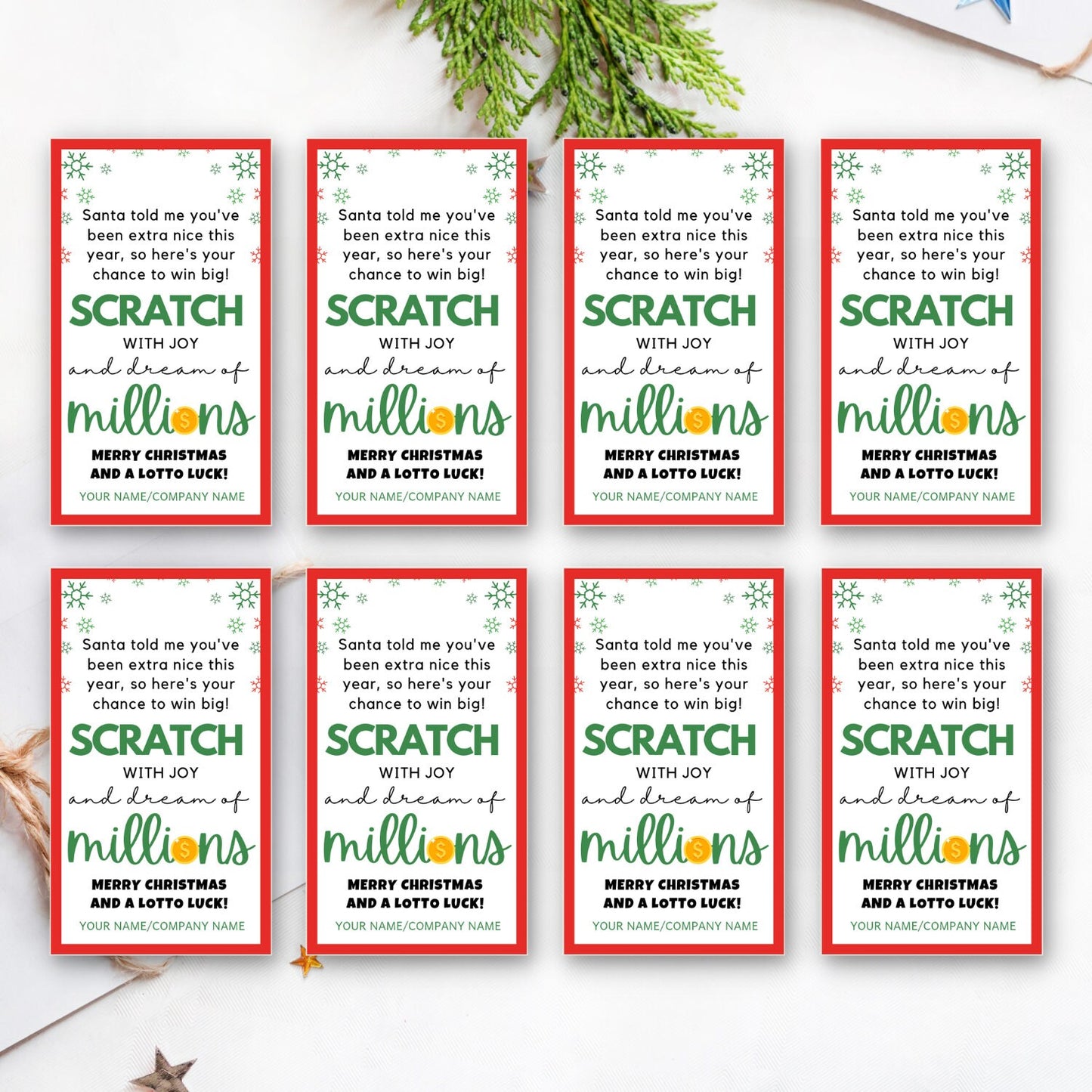 Printable Lotto Gift Tag, Lottery Editable Tag, Scratchers Gift Tag, Personalize with Canva, Instant Download, Lucky Tag, Millionaire