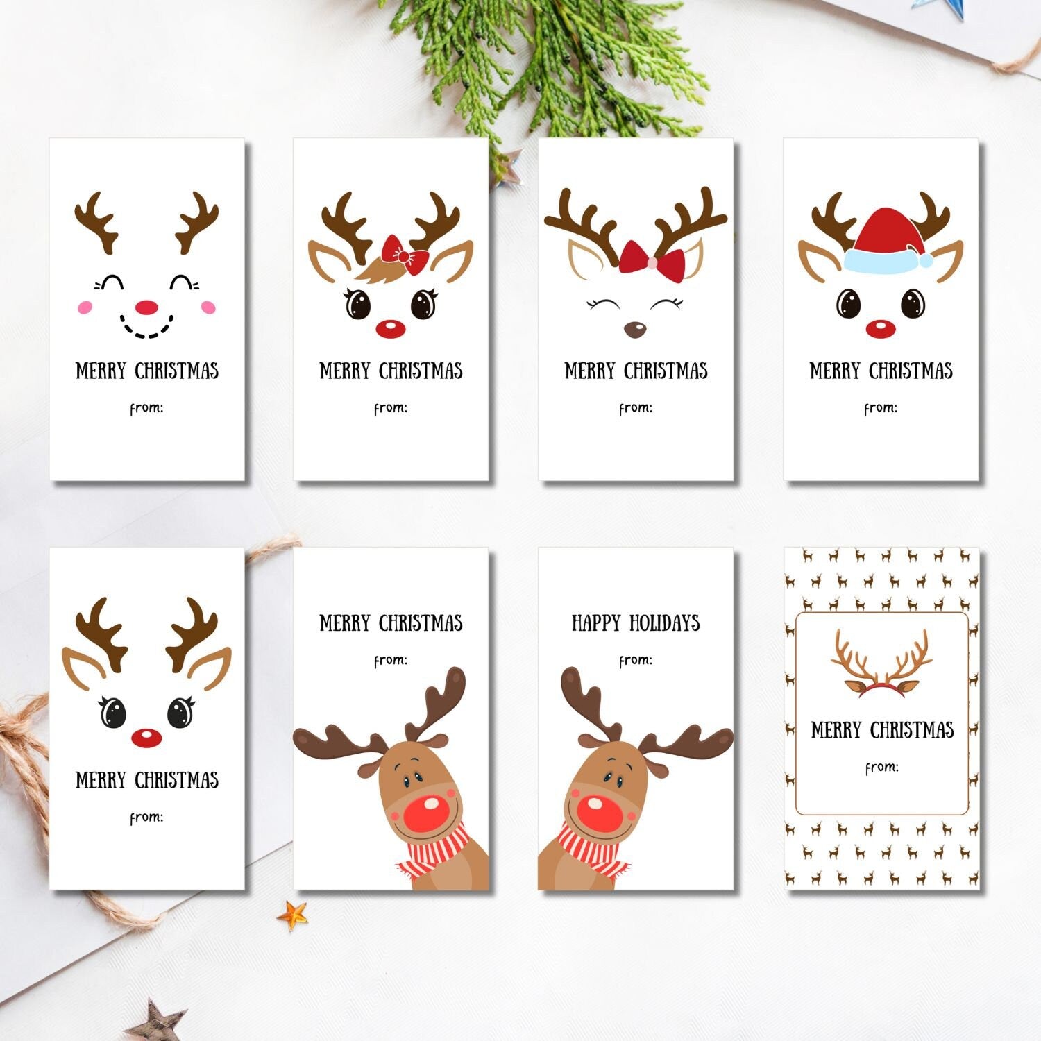 Reindeer Tags | Christmas Tags | Gift Tags | Treat Tags | Instant Download | Hang Tags | Reindeer - Printable Digital File