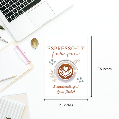 Coffee Gift Tag | Thank You | Coffee Gift Card | Teacher Appreciation Gift | Teacher Coffee Gift | Espresso-Ly for You Tag