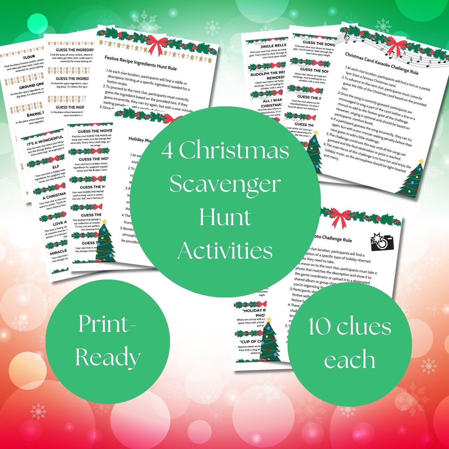 Christmas Treasure Hunt Clues | Fun At Home | Christmas Games | Scavenger Hunt Clue Cards | Printable Kids Treasure Hunt Coupons