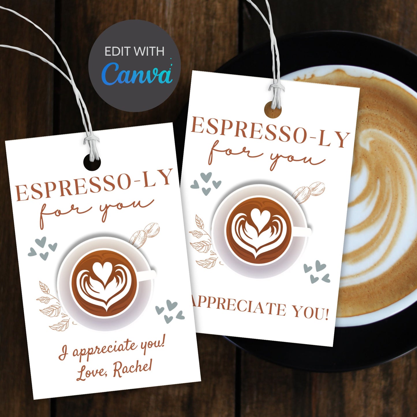 Coffee Gift Tag | Thank You | Coffee Gift Card | Teacher Appreciation Gift | Teacher Coffee Gift | Espresso-Ly for You Tag