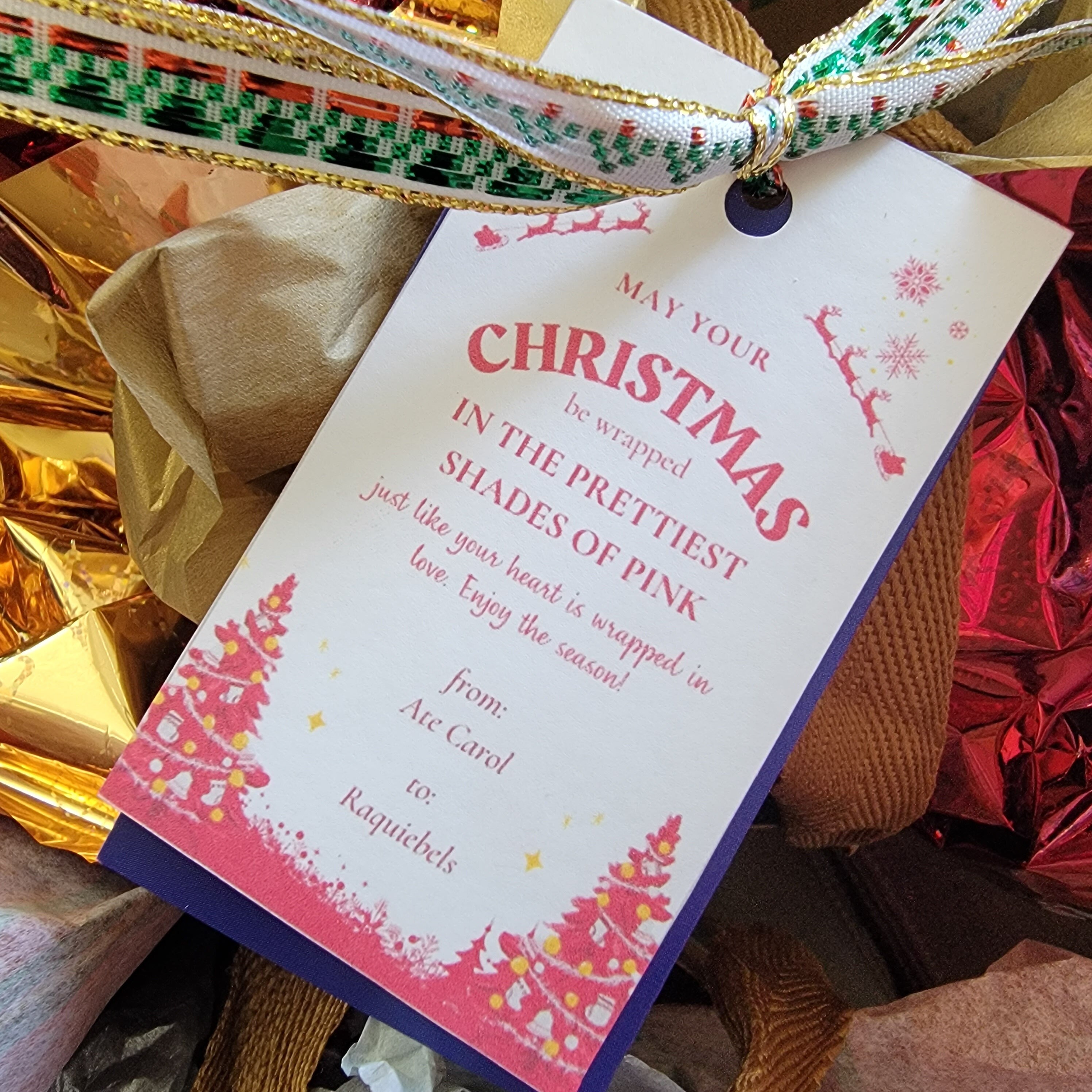 Printable Pink Gift Tag, Pink Christmas Tag, Instant Download – Given ...