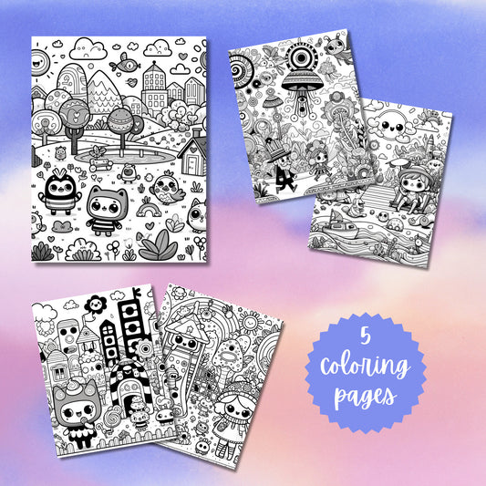 Toca Boca-Inspired Coloring Pages for Kids | Printable Downloadable | Kids Play | Coloring Pages | Quiet Book Pages