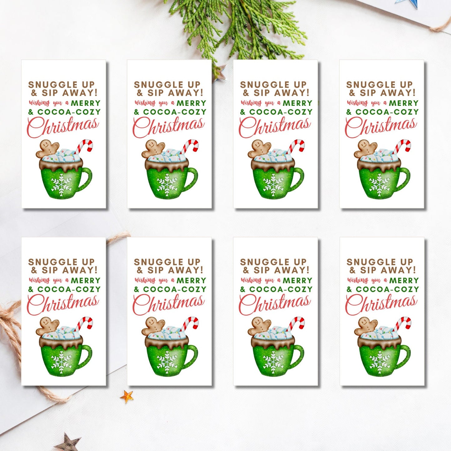 Hot Cocoa Gift Tag | Champagne Gift Tag | Christmas Gift Tag | Canva Template | Holiday Teacher Staff Gift Idea