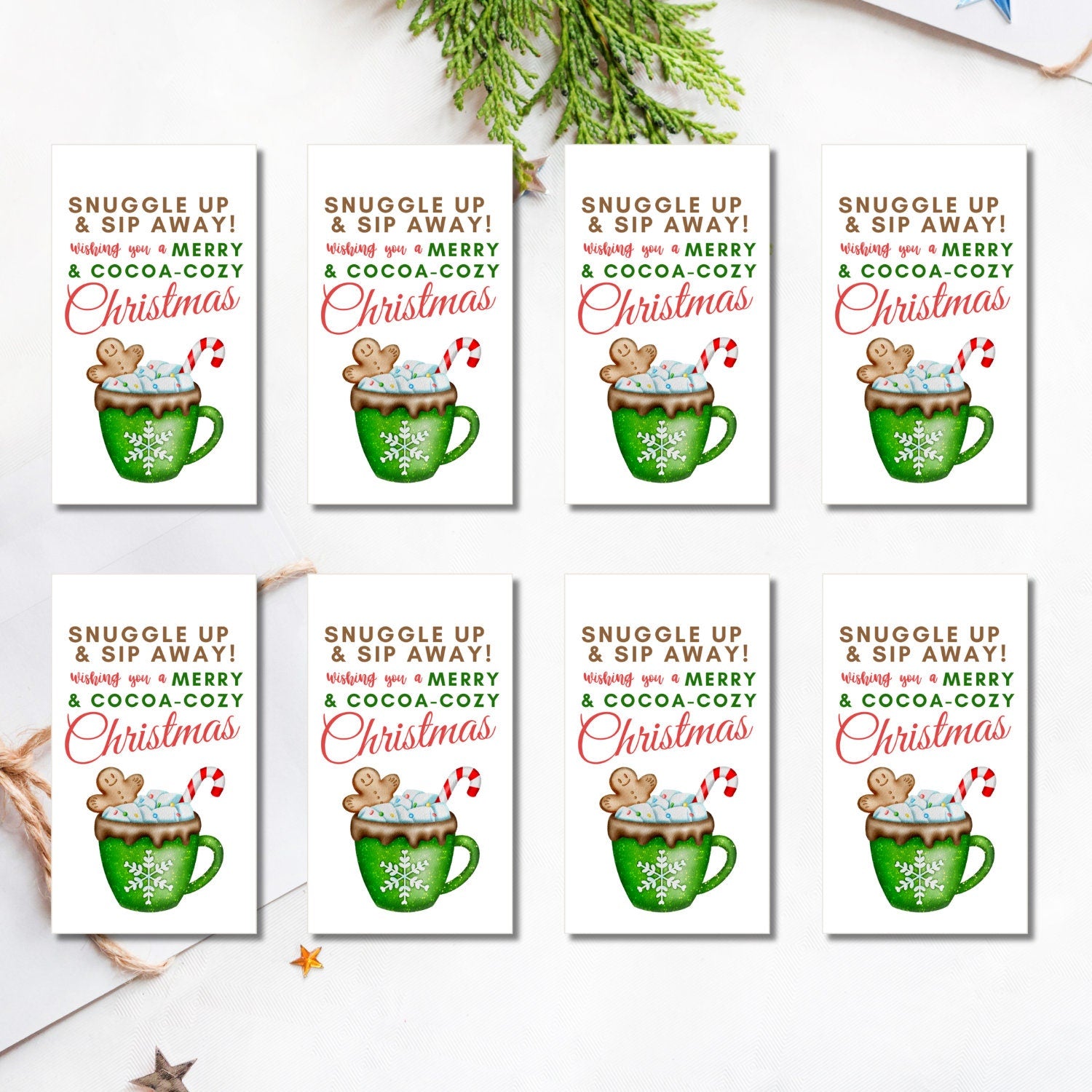 Hot Cocoa Gift Tag | Champagne Gift Tag | Christmas Gift Tag | Canva Template | Holiday Teacher Staff Gift Idea