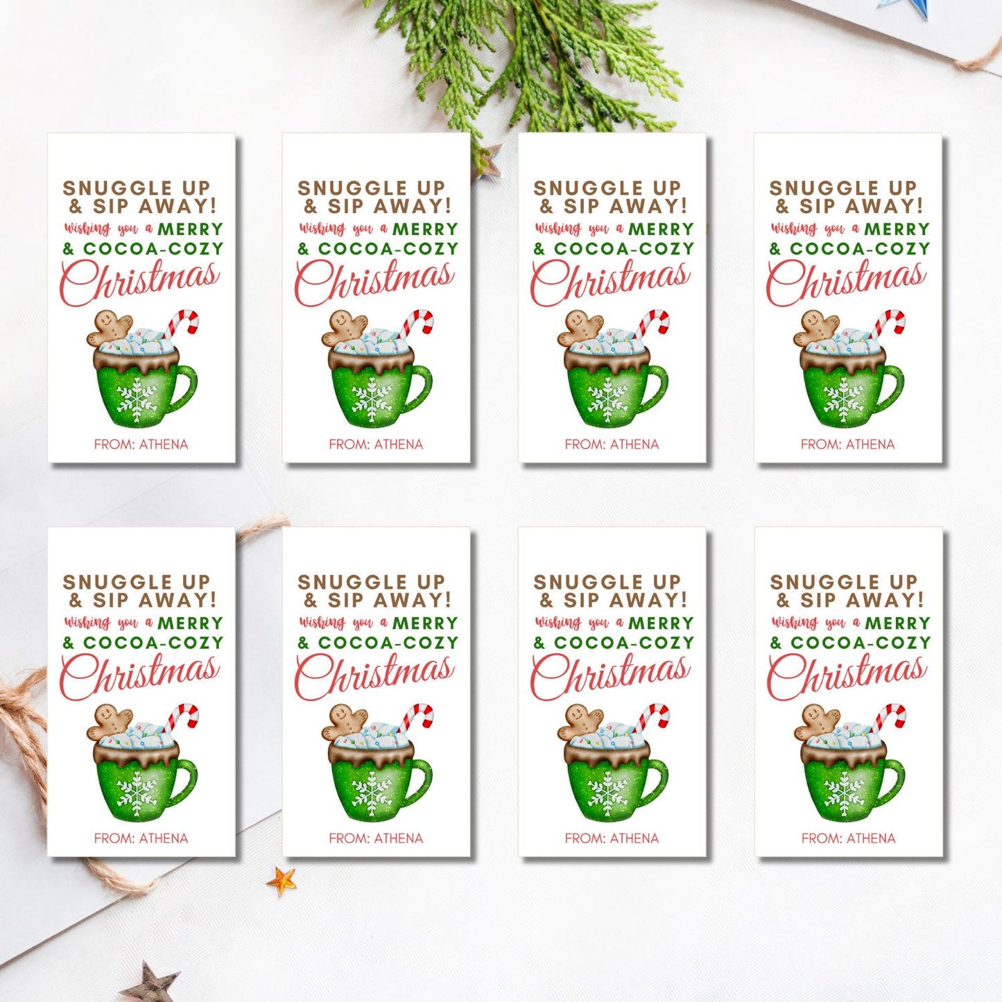 Hot Cocoa Gift Tag | Champagne Gift Tag | Christmas Gift Tag | Canva Template | Holiday Teacher Staff Gift Idea