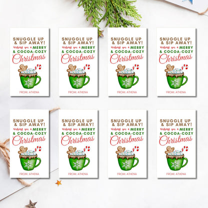 Hot Cocoa Gift Tag | Champagne Gift Tag | Christmas Gift Tag | Canva Template | Holiday Teacher Staff Gift Idea