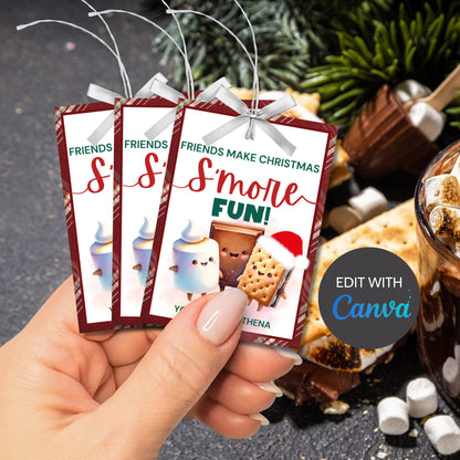 Friends Make Christmas Smore Fun, Christmas Smore Tag Printable, Christmas Favor Tags, Holiday Treats For Classroom, Christmas Class Gifts