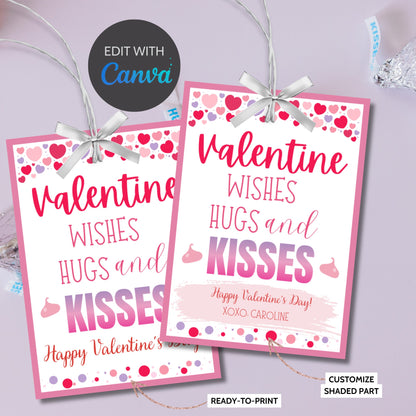 Instant Download | Hersheys Kisses Valentine Tag | Hugs And Kisses Gift Tags | Valentines Day Xoxo Tag | Printable Valentine