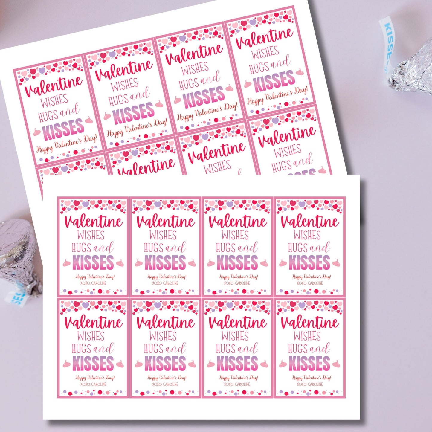 Instant Download | Hersheys Kisses Valentine Tag | Hugs And Kisses Gift Tags | Valentines Day Xoxo Tag | Printable Valentine