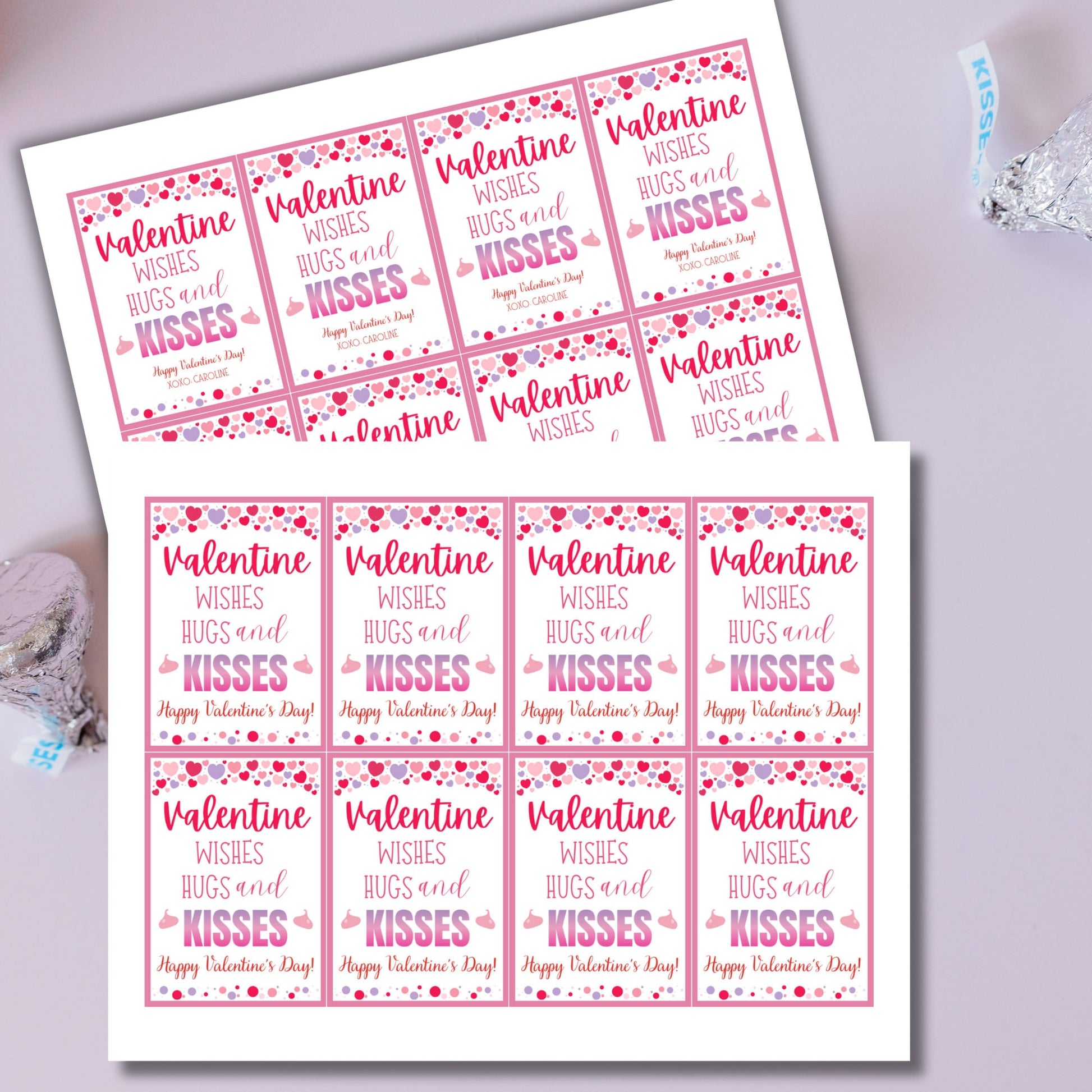 Instant Download | Hersheys Kisses Valentine Tag | Hugs And Kisses Gift Tags | Valentines Day Xoxo Tag | Printable Valentine