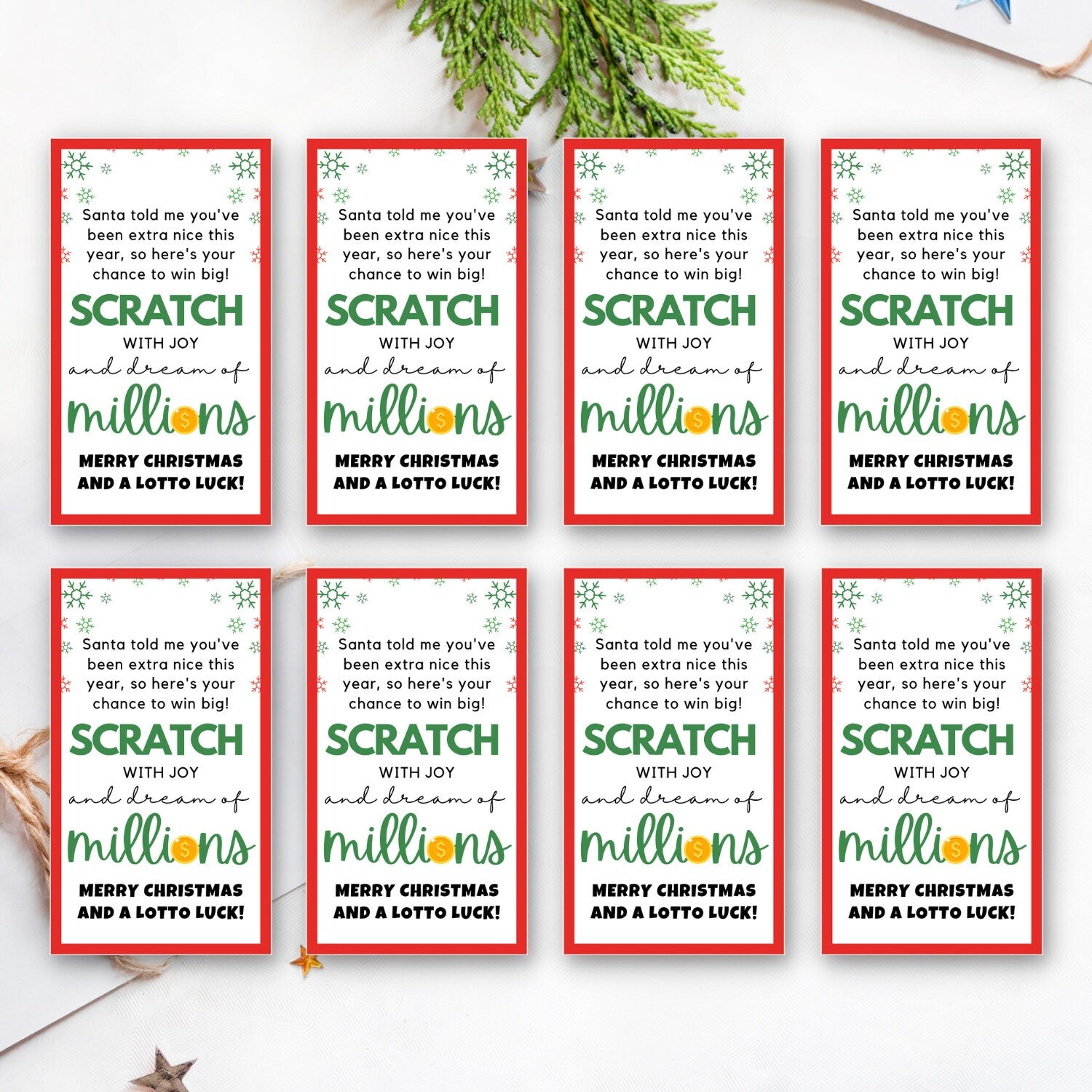 Printable Lotto Gift Tag, Lottery Editable Tag, Scratchers Gift Tag, Personalize with Canva, Instant Download, Lucky Tag, Millionaire