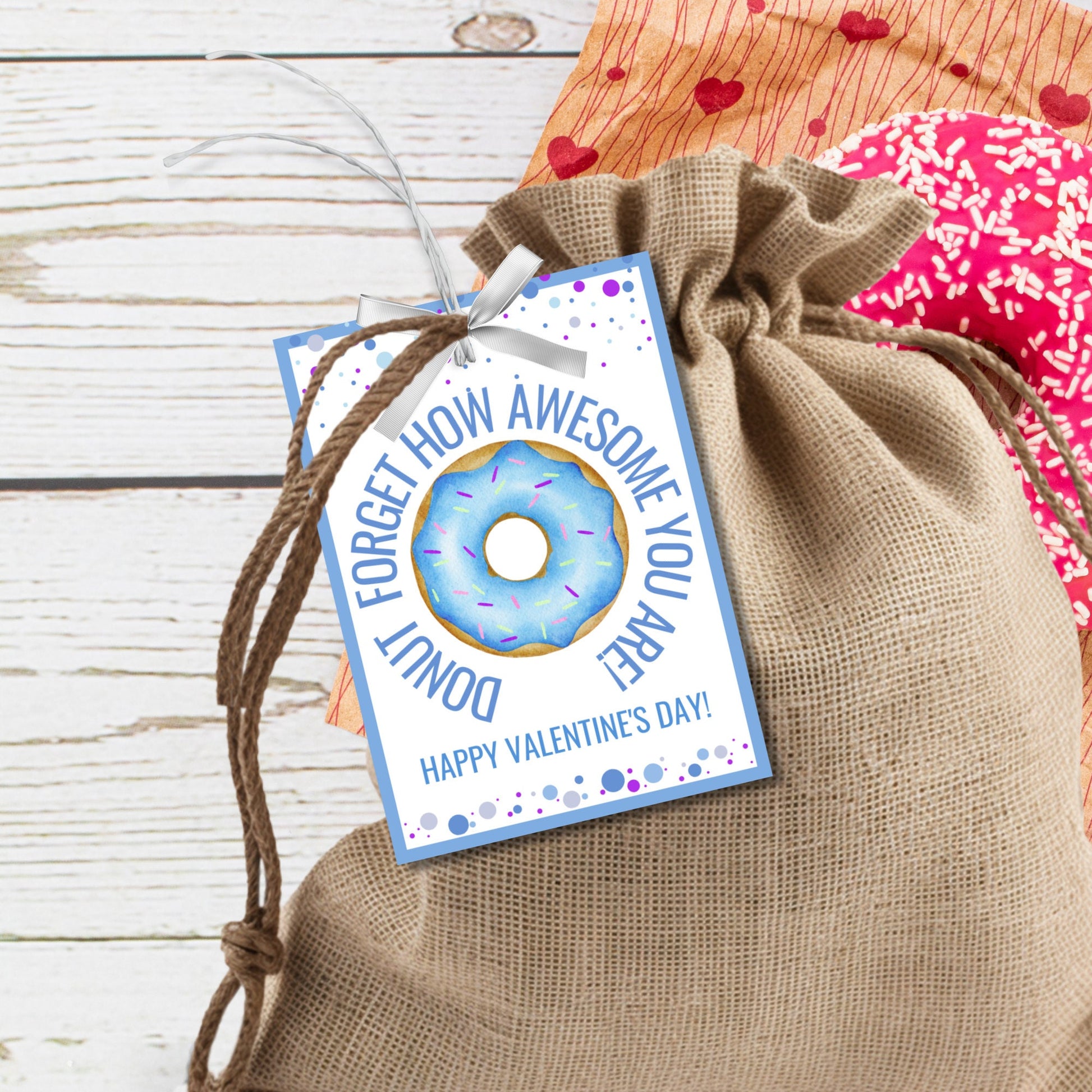 Donut Forget How Awesome You Are | Dunkin Donut Tag | Valentine Favor Tags | Friend Like You | Donut Stickers