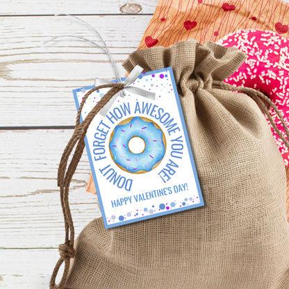 Donut Forget How Awesome You Are | Dunkin Donut Tag | Valentine Favor Tags | Friend Like You | Donut Stickers