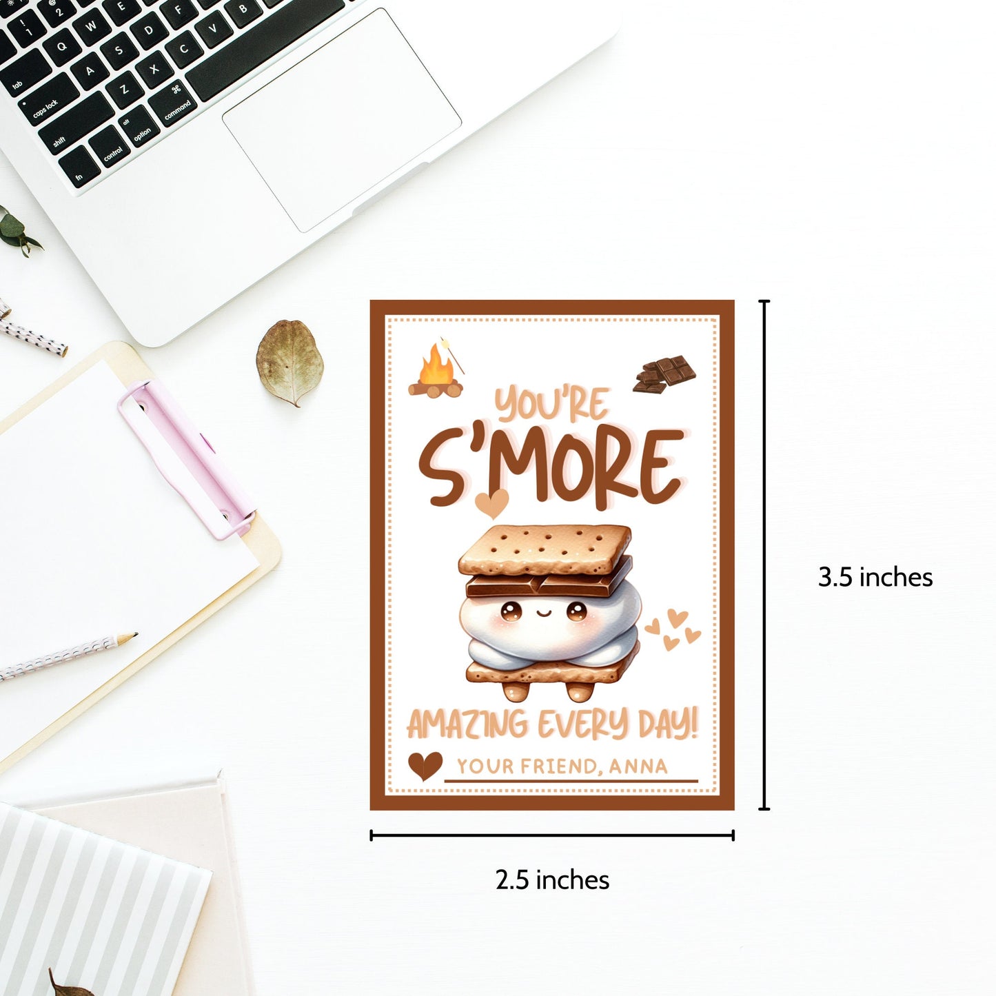 Christmas Smores Tag, Friends Teacher PTO Nurse Staff, Printable Valentine Tag, Smores Party Kit, Printable Smores Party Favor Tag