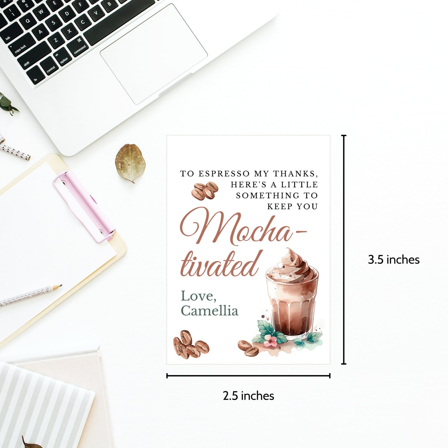 Coffee Gift Tag | Thank You | Coffee Gift Card | Mocha Gift Tag | Teacher Appreciation Gift | Teacher Coffee Gift | Mocha-tivated Tag