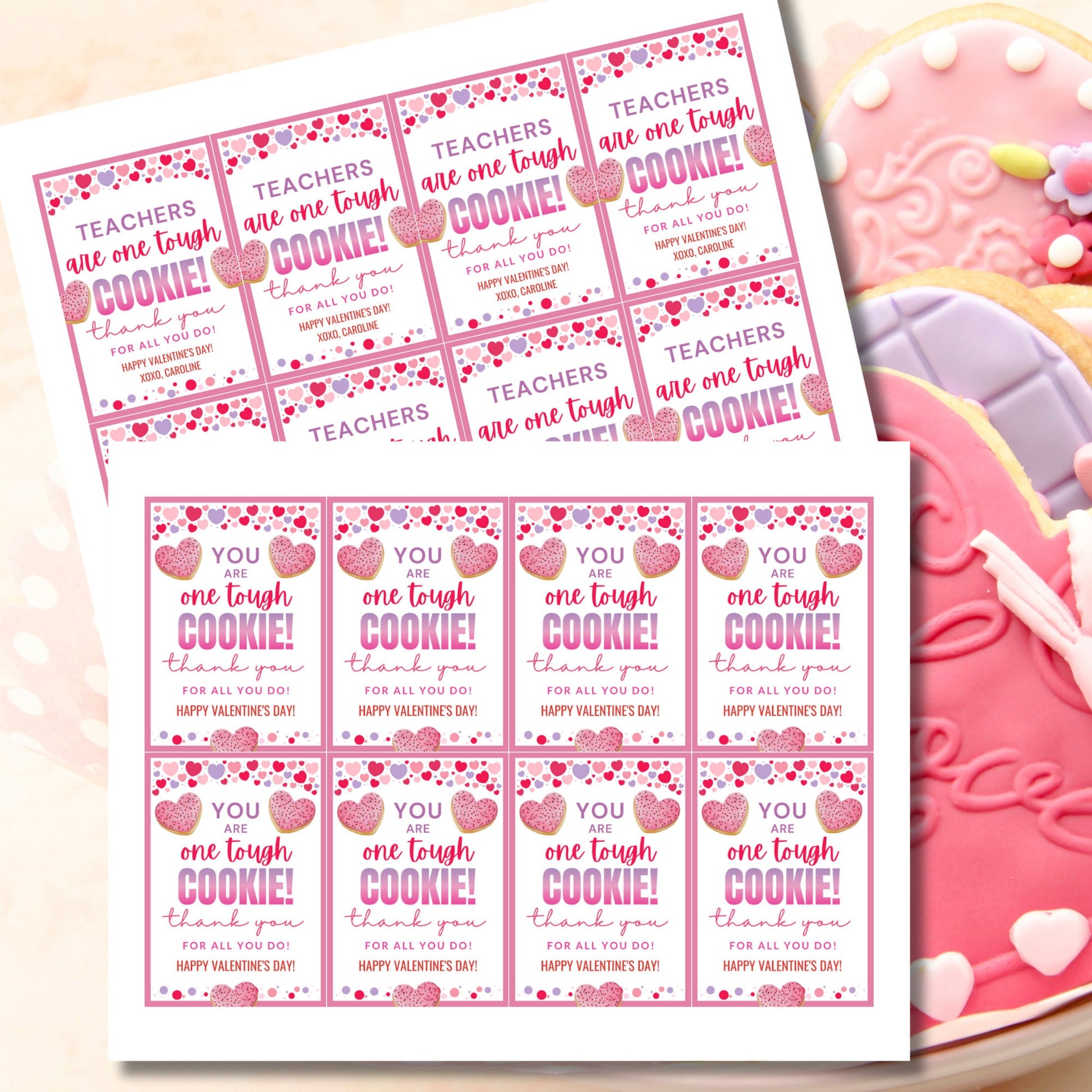 Cookie Valentine Tags | One Tough Cookie | Nurse Cookie | Teacher Cookie | Printable Valentines Tag | Edit Now | Valentines School