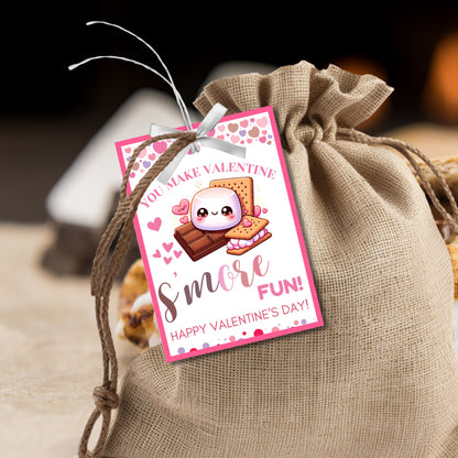 Printable You Make Valentine Smore Fun | Instant Download | Editable | Smores Bar | Smores Valentine Tag | Teacher Smores | Friend Smores