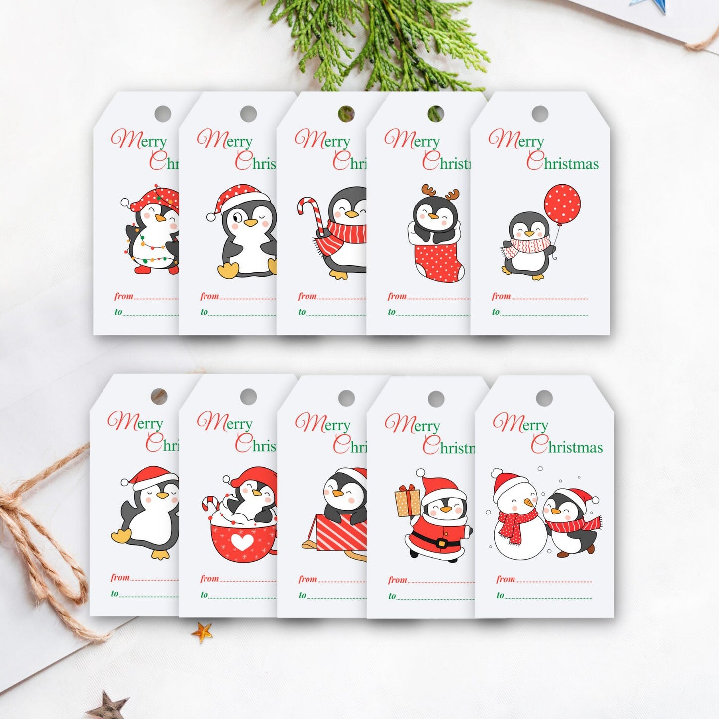 Printable Penguin Gift Tag, Penguin Tag, Instant Download