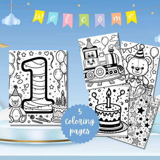 Instant Download | Boy Birthday Party Favor | Birthday Card Template | Personalized Birthday Party Mini Coloring Set | Kid&#39;s Birthday