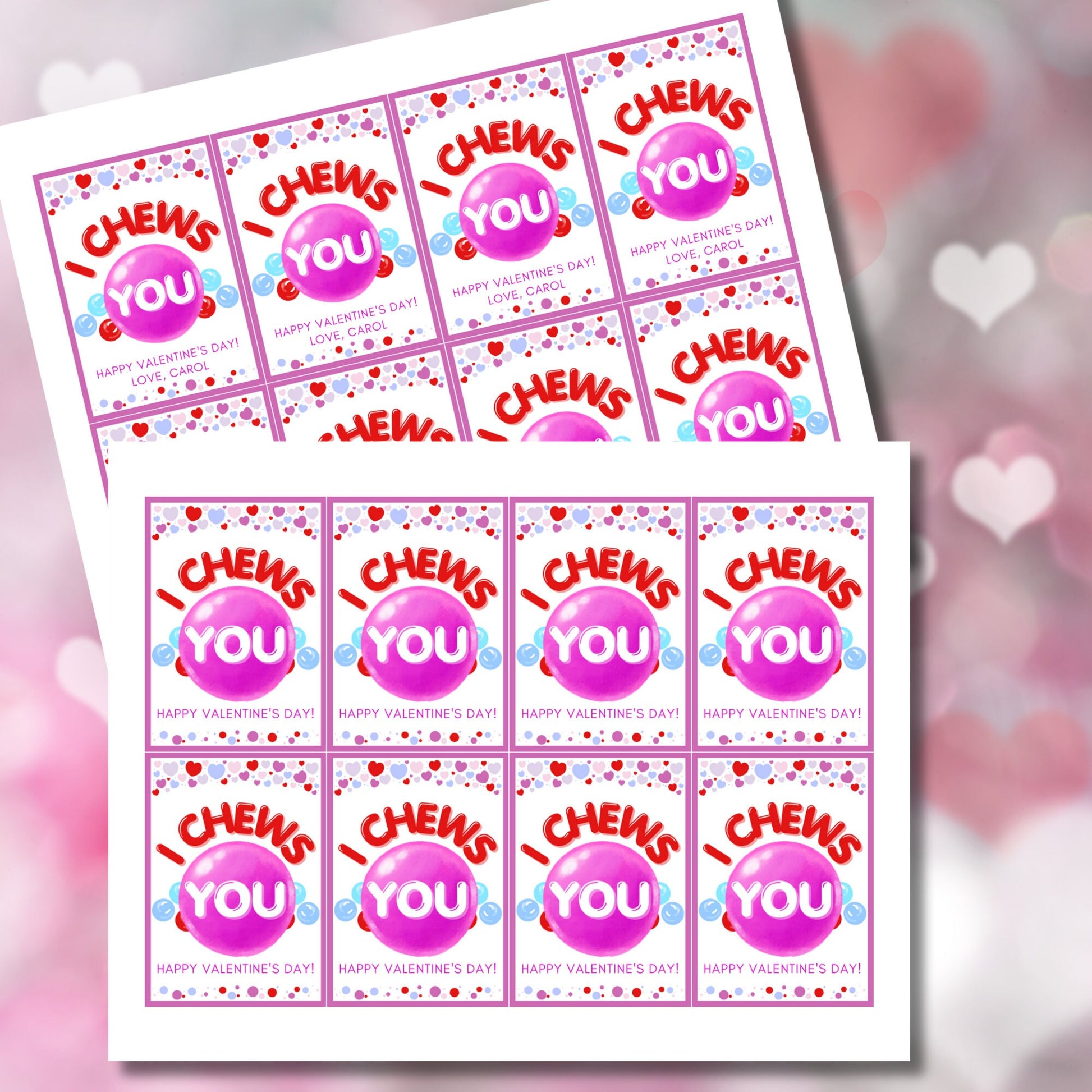 I Chews You | I Choose You | Gumball Machine Kid Valentine Card | Preschooler Daycare | Class Favor | Editable Bubble Gum