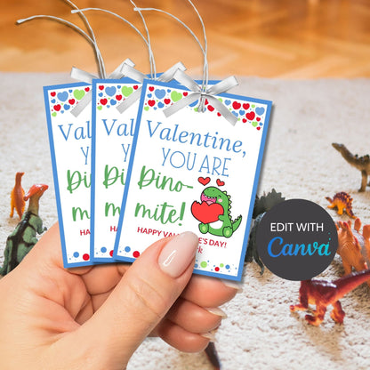 Printable Dinosaur Valentines Day Tag From Boy | Dino-Mite Valentine | Printable Valentine | V Day Cards Dinosaur Valentine Favor Tags