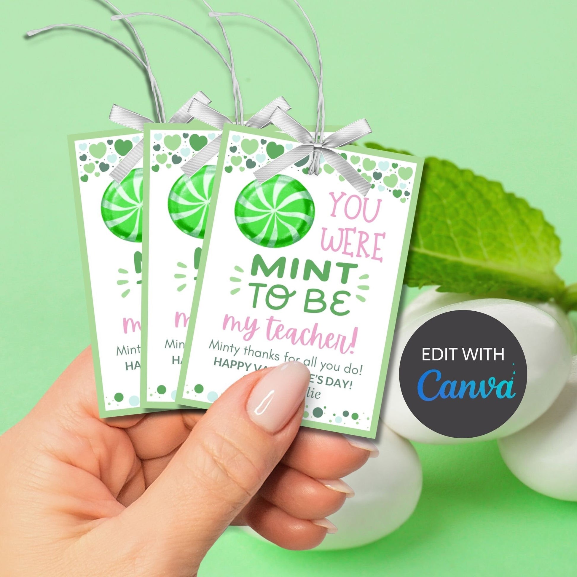 Printable Valentines Mint Tags | You Were Mint To Be | Thank You Gift Label | Canva Template | Instant Download | Valentine Gift Tag