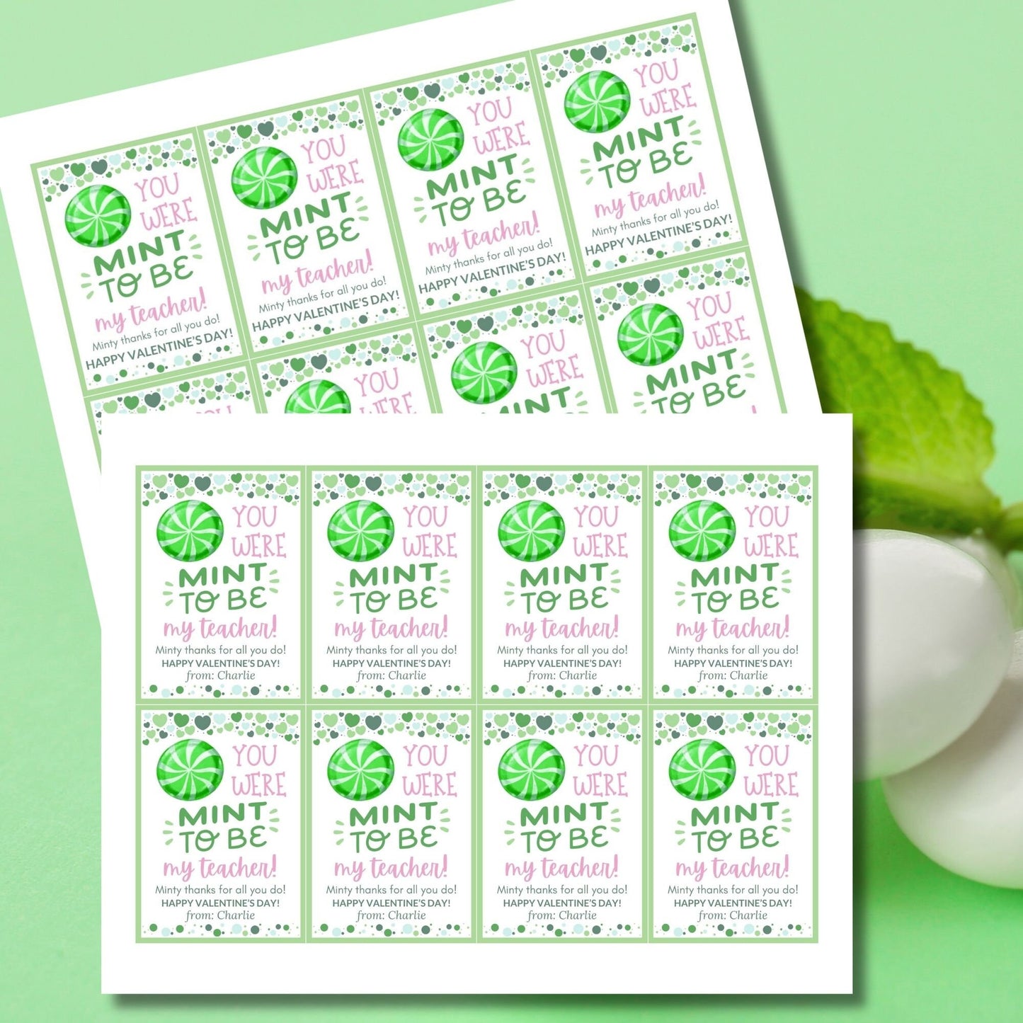 Printable Valentines Mint Tags | You Were Mint To Be | Thank You Gift Label | Canva Template | Instant Download | Valentine Gift Tag