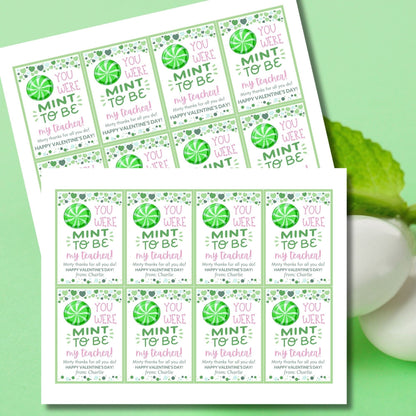 Printable Valentines Mint Tags | You Were Mint To Be | Thank You Gift Label | Canva Template | Instant Download | Valentine Gift Tag