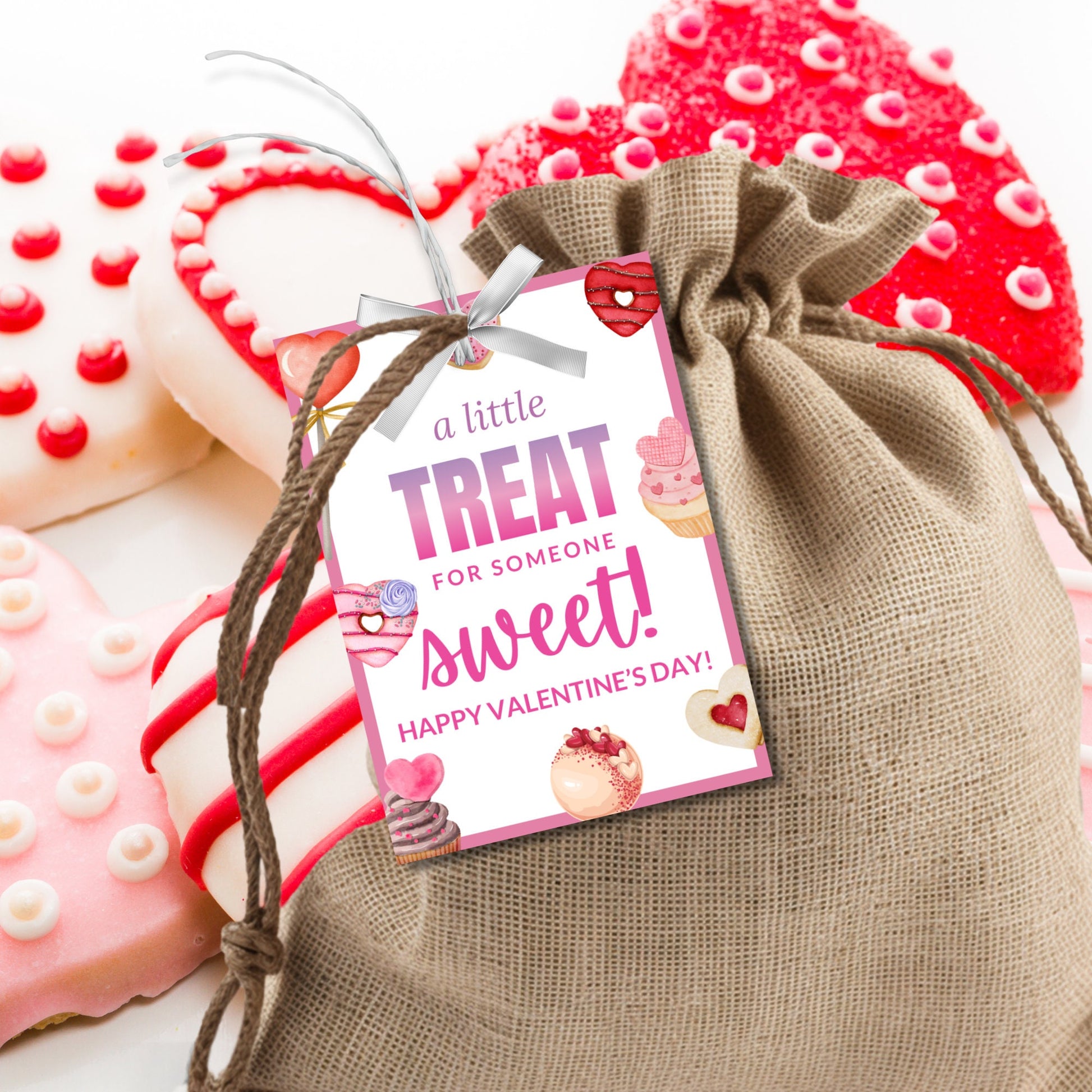 Cookie Tags | Printable Valentine Treat Tag | Valentine&#39;S Day Tags | Instant Download | Pto Editable Template | Valentines Favor Tag