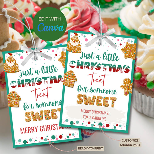 Christmas Treat Tag | Holiday Tag | Christmas Favor Tag | Homemade Baker Favor | Christmas Tags Printable | Gingerbread Cookie Treat Tag