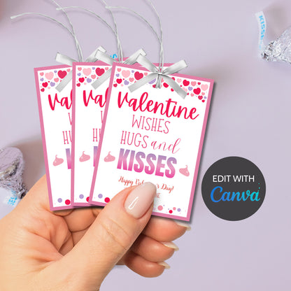 Instant Download | Hersheys Kisses Valentine Tag | Hugs And Kisses Gift Tags | Valentines Day Xoxo Tag | Printable Valentine