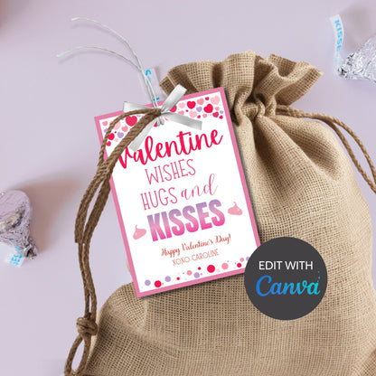 Instant Download | Hersheys Kisses Valentine Tag | Hugs And Kisses Gift Tags | Valentines Day Xoxo Tag | Printable Valentine