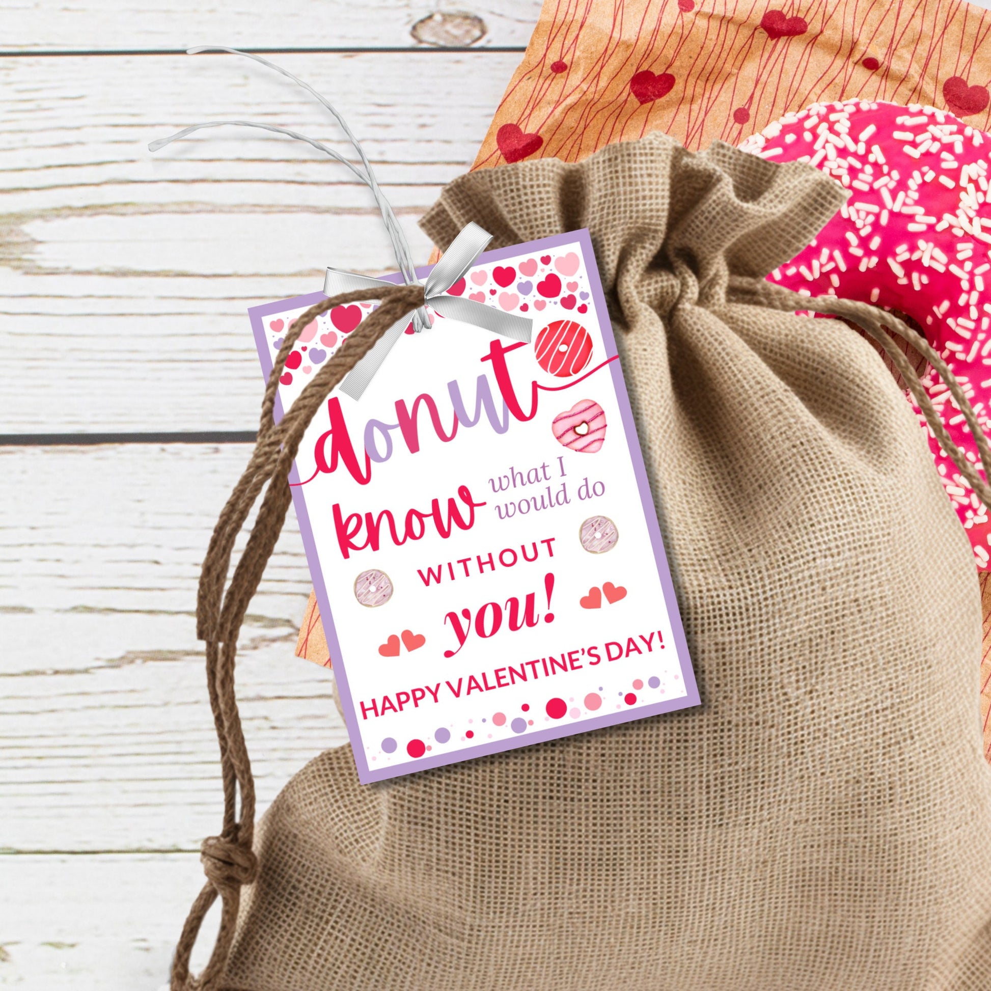 I Donut Know What I Would Do Without You | Valentine Favor Tags | Friend Like You | Dunkin Donut | Donut Stickers