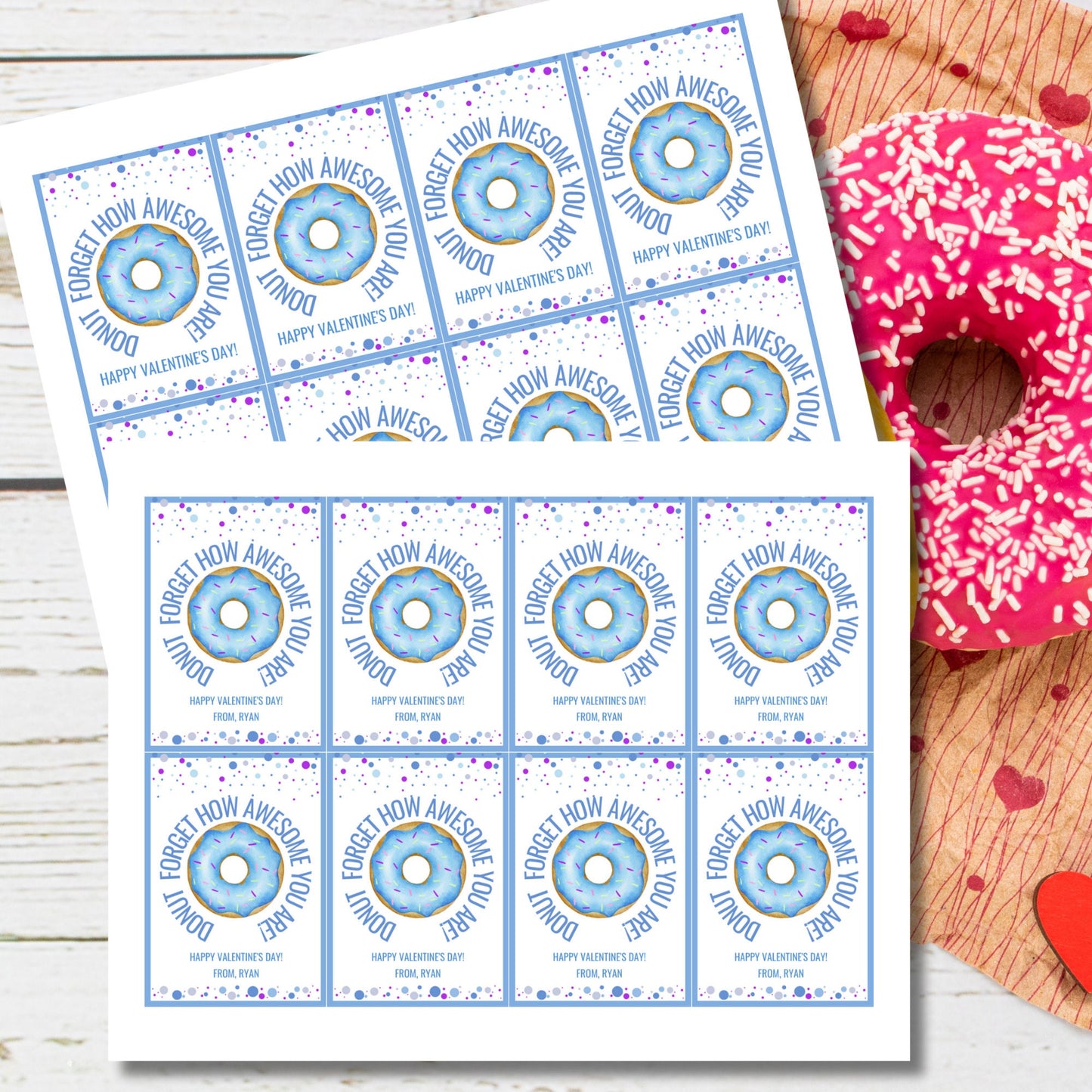 Donut Forget How Awesome You Are | Dunkin Donut Tag | Valentine Favor Tags | Friend Like You | Donut Stickers