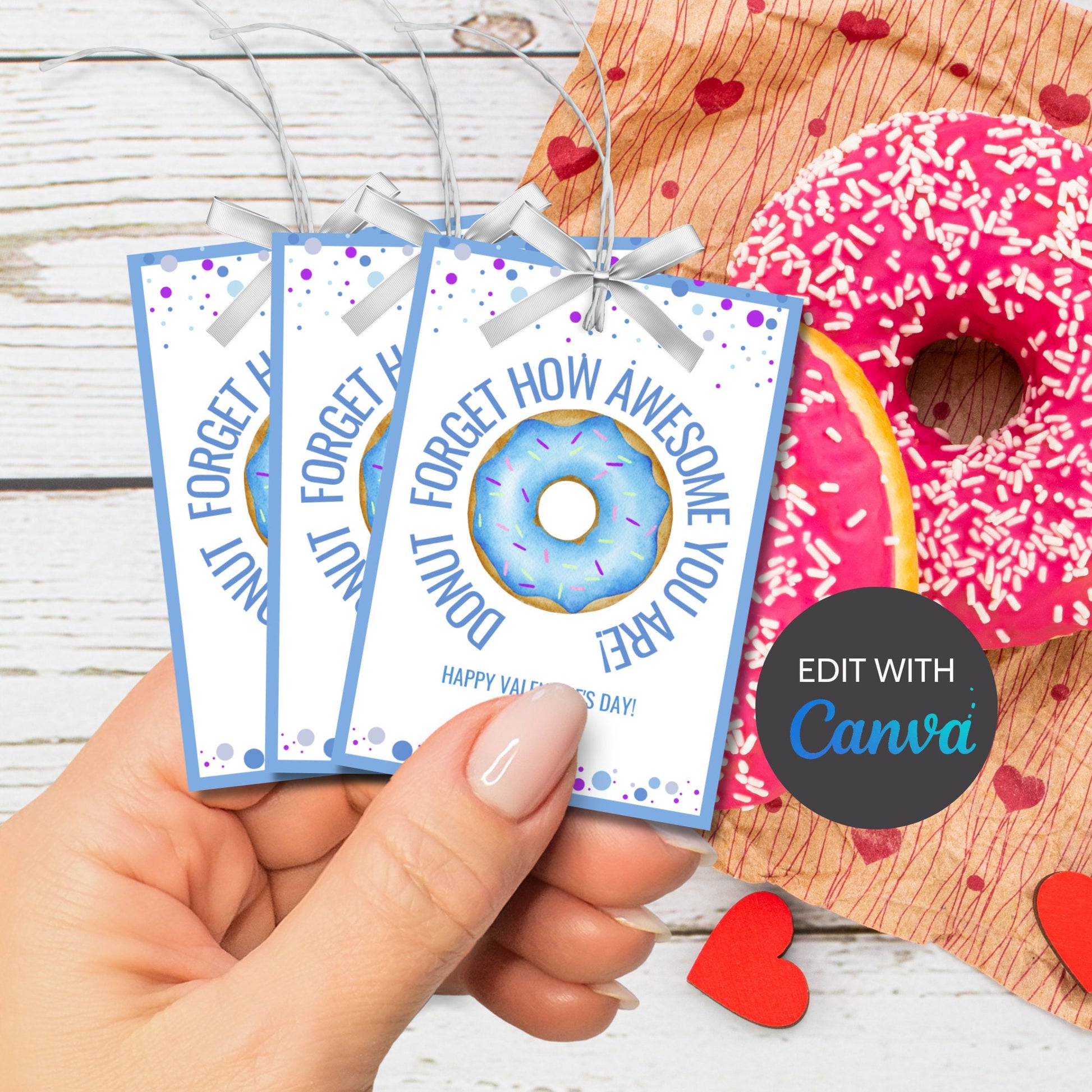 Donut Forget How Awesome You Are | Dunkin Donut Tag | Valentine Favor Tags | Friend Like You | Donut Stickers