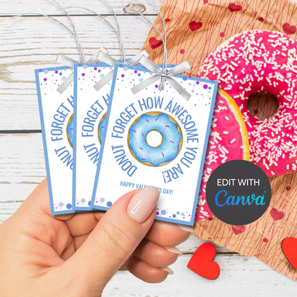 Donut Forget How Awesome You Are | Dunkin Donut Tag | Valentine Favor Tags | Friend Like You | Donut Stickers