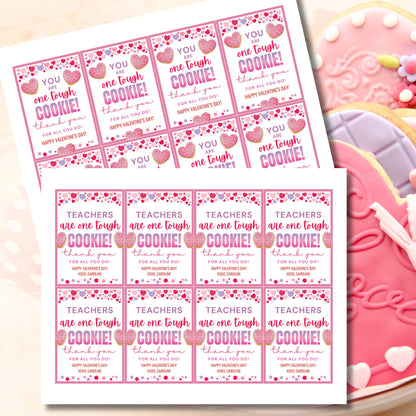 Cookie Valentine Tags | One Tough Cookie | Nurse Cookie | Teacher Cookie | Printable Valentines Tag | Edit Now | Valentines School