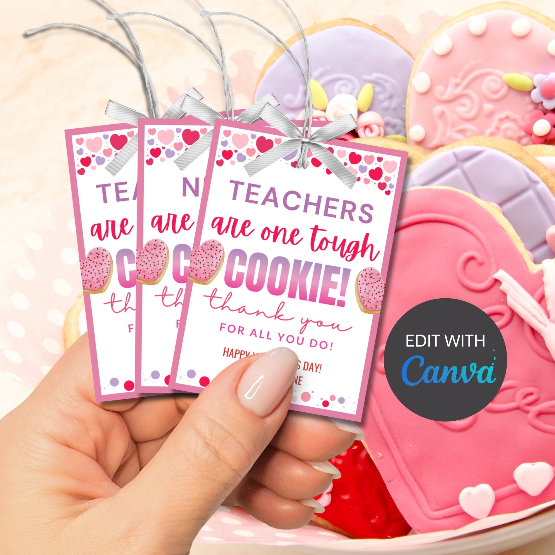 Cookie Valentine Tags | One Tough Cookie | Nurse Cookie | Teacher Cookie | Printable Valentines Tag | Edit Now | Valentines School