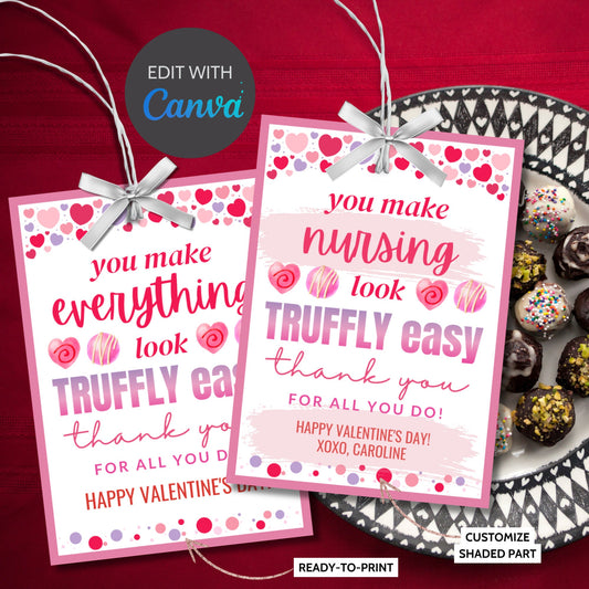 Printable Chocolate Gift Tag | Truffle Gift Tag | Valentine Teacher | Nurses Gift Tag | Coach Gift Tag | Employee Gift | Truffly Easy