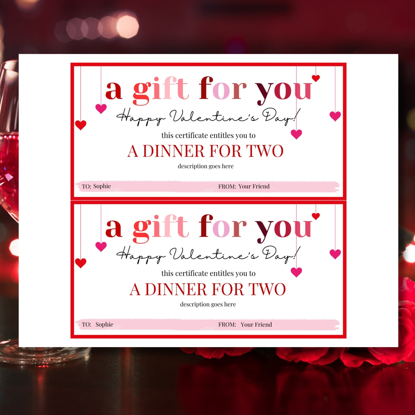 Printable Love Coupon Voucher | Instant Download | V Day Gift Certificate | Valentine’s Day Gift | Vday Gift