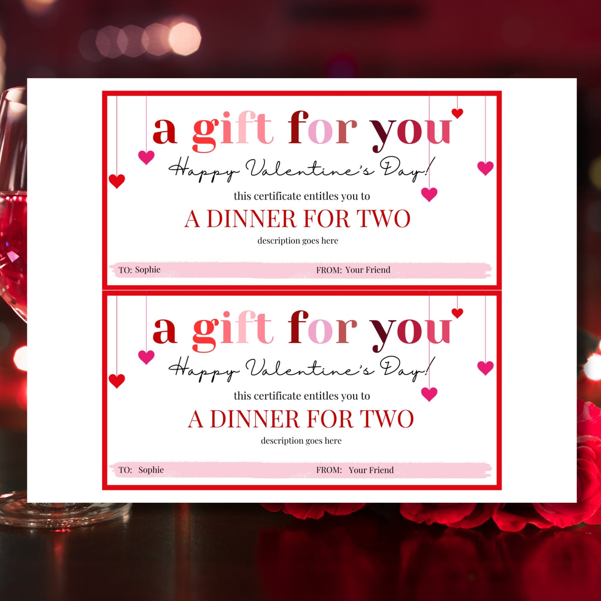 Printable Love Coupon Voucher | Instant Download | V Day Gift Certificate | Valentine’s Day Gift | Vday Gift