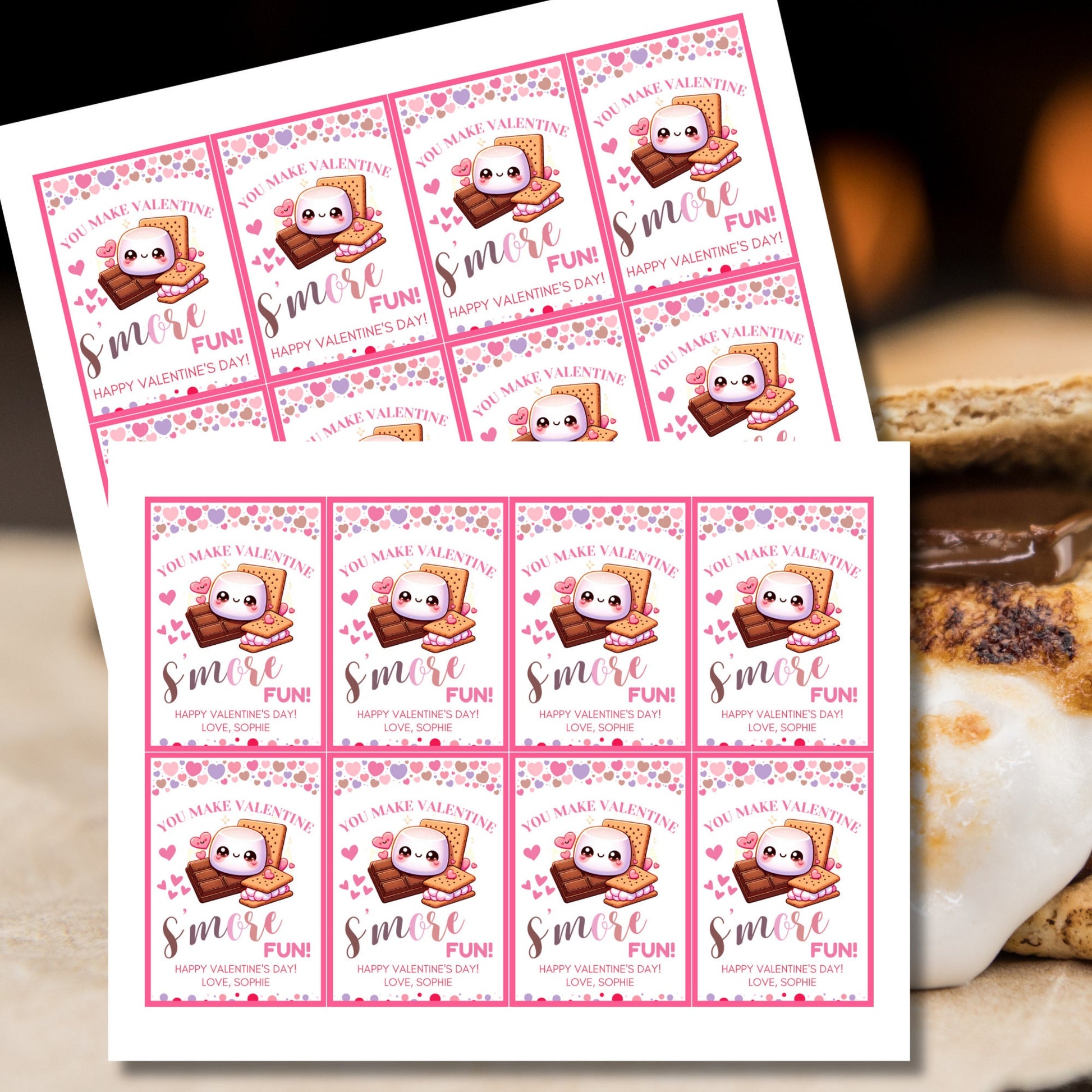 Printable You Make Valentine Smore Fun | Instant Download | Editable | Smores Bar | Smores Valentine Tag | Teacher Smores | Friend Smores