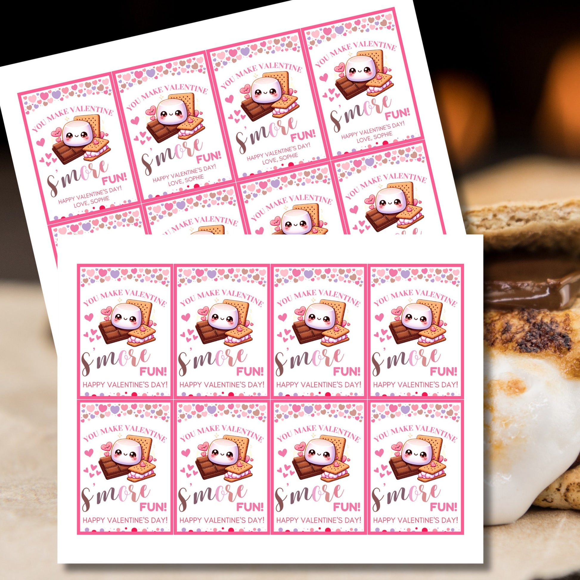 Printable You Make Valentine Smore Fun | Instant Download | Editable | Smores Bar | Smores Valentine Tag | Teacher Smores | Friend Smores