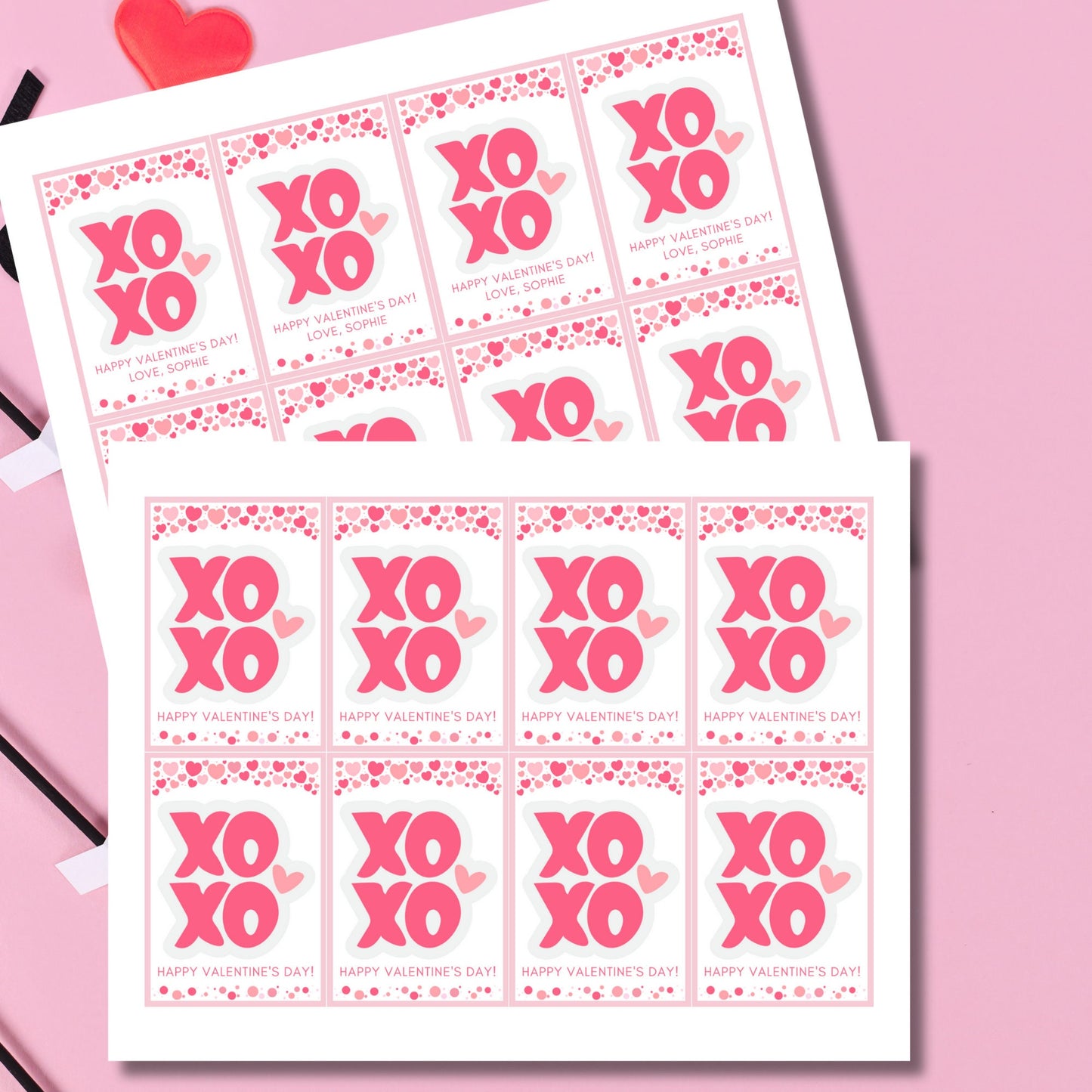 Printable XOXO Valentine Tag Card, Teacher Friend PTO Classroom Valentines, Valentine Treat Bag Tag, Editable with Canva, Instant Download