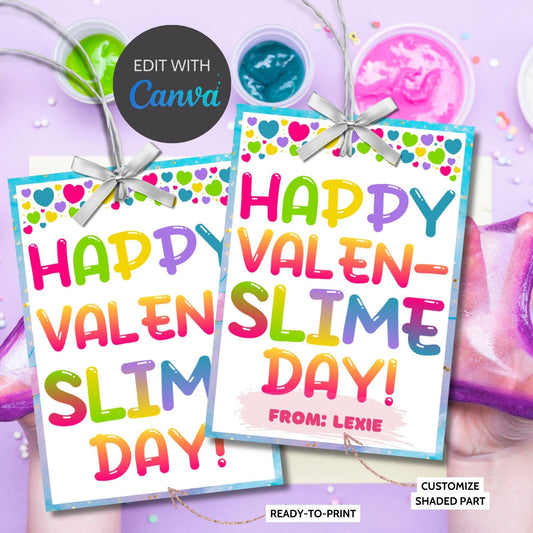 Slime Valentine Tag Sticker | Happy Valenslime Day | Colorful Valentines | Slime Valentine Bag Topper | School Valentine | Classroom Treat