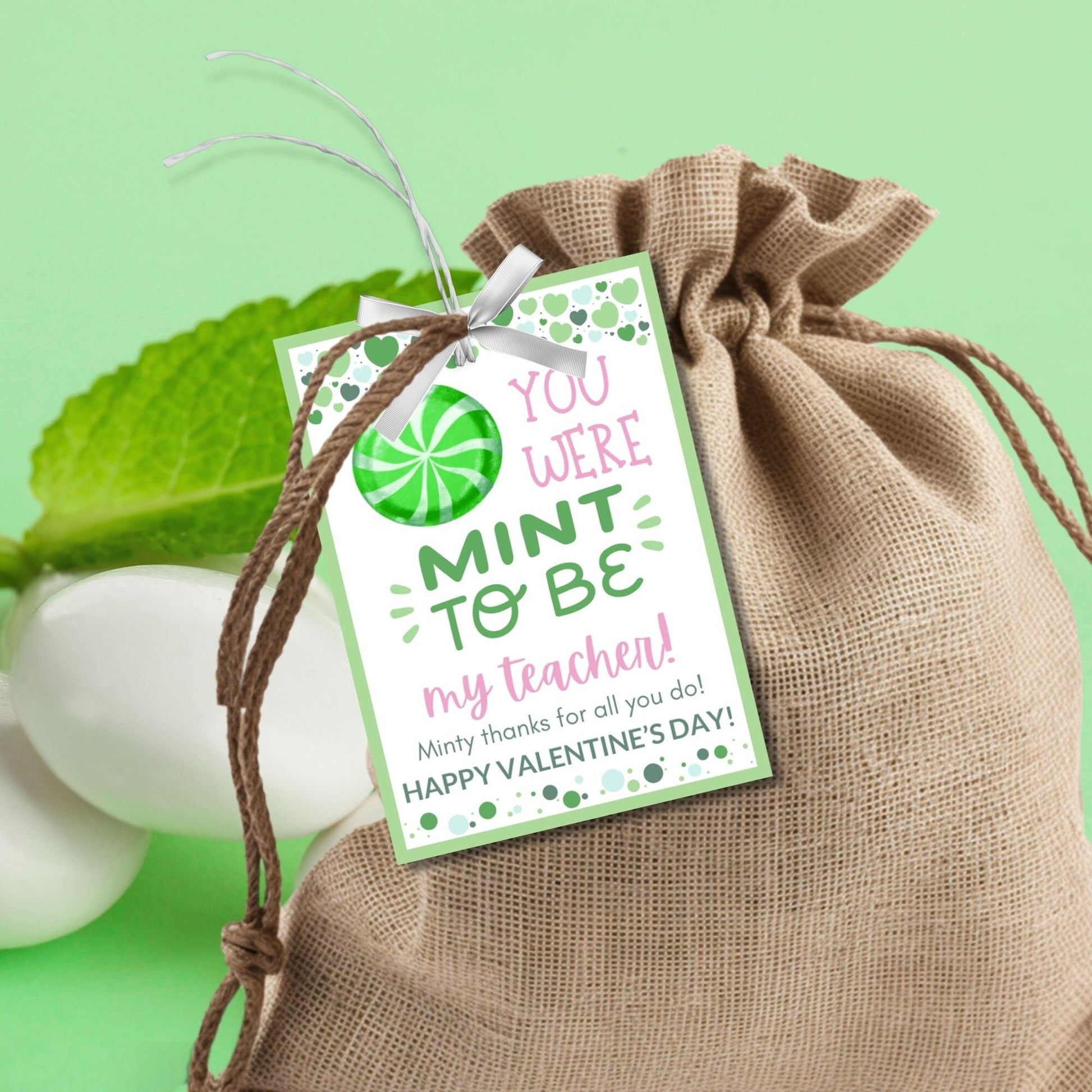 Printable Valentines Mint Tags | You Were Mint To Be | Thank You Gift Label | Canva Template | Instant Download | Valentine Gift Tag