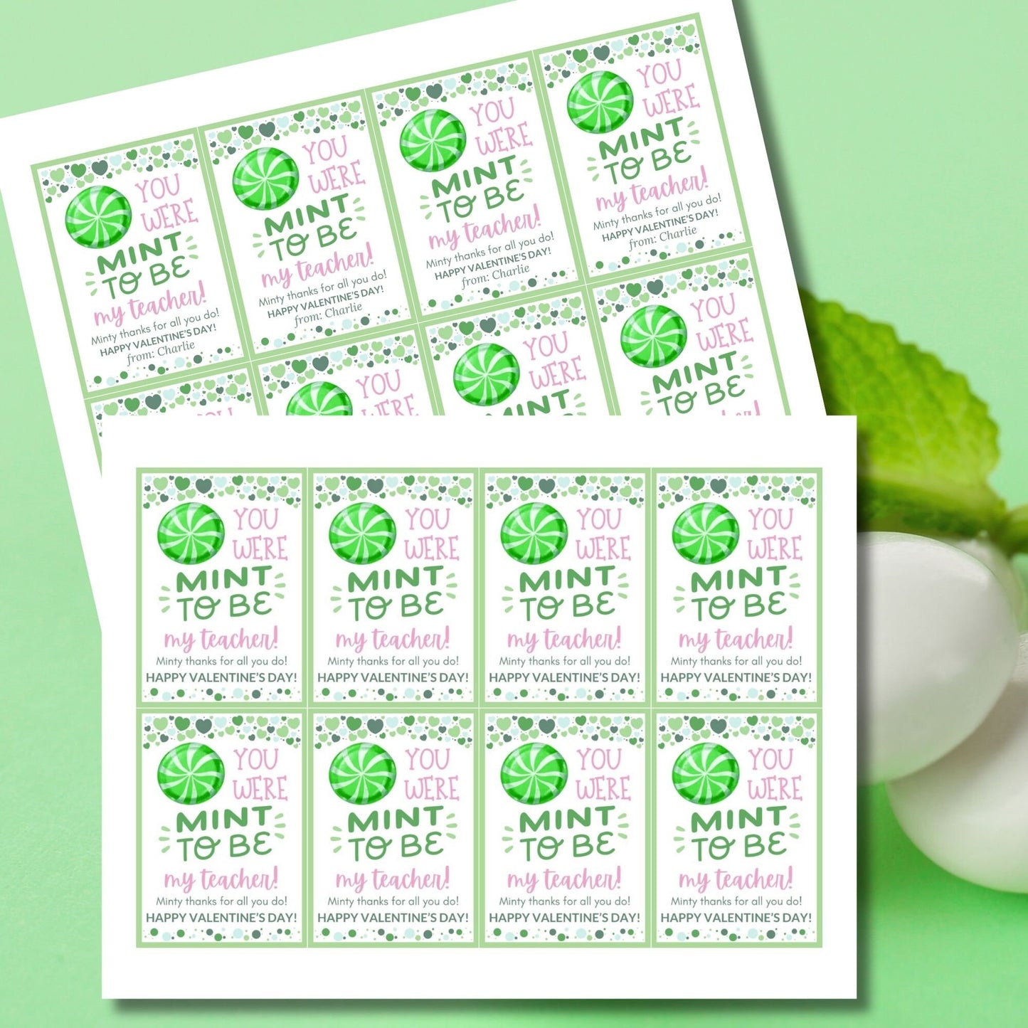 Printable Valentines Mint Tags | You Were Mint To Be | Thank You Gift Label | Canva Template | Instant Download | Valentine Gift Tag